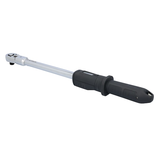 PROTO J60016D digital torque wrench with black handle, chrome shaft, product angled on white background.