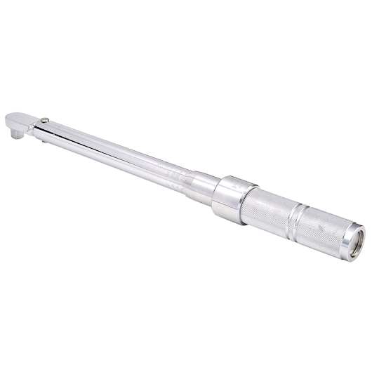 PROTO J6005C torque wrench, chrome finish, long handle, side view on white background.