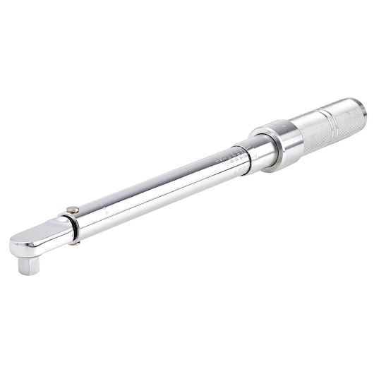 PROTO J6005C torque wrench with chrome finish, knurled handle, side view on white background.