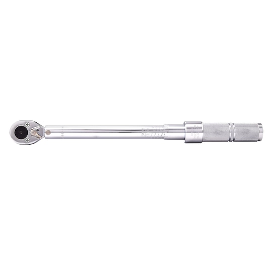 PROTO J6006CXCERT torque wrench, chrome finish, knurled handle, side view on white background.