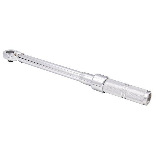 PROTO J6006NMC torque wrench with knurled handle, silver finish, angled on white background.
