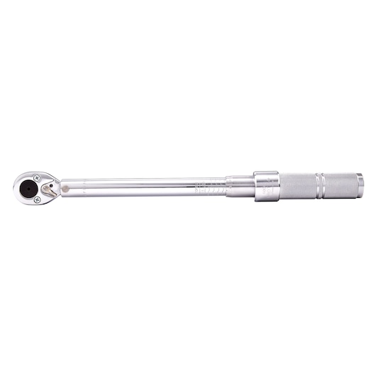 PROTO J6008CXCERT torque wrench with knurled handle, silver finish, side view on white background.