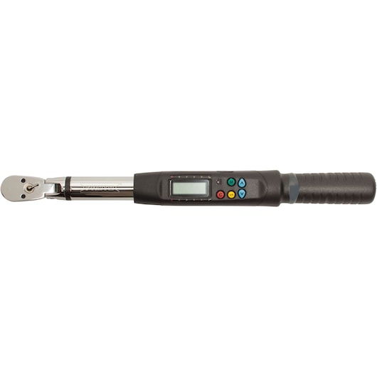 PROTO J6012EFX digital torque wrench with LCD display, black handle, front angle, photography.