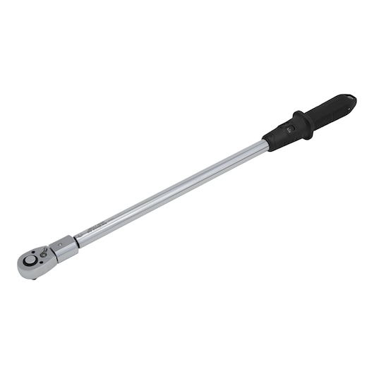 PROTO J6014DR torque wrench with black handle and long silver shaft, angled left on white background.
