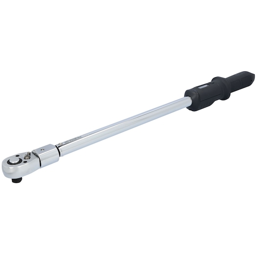PROTO J6014D torque wrench with long chrome body and black grip, side angle on white background.
