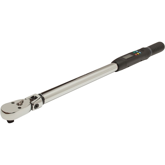 PROTO J6014EFX digital torque wrench, long handle, chrome finish, side angle photo on white background.
