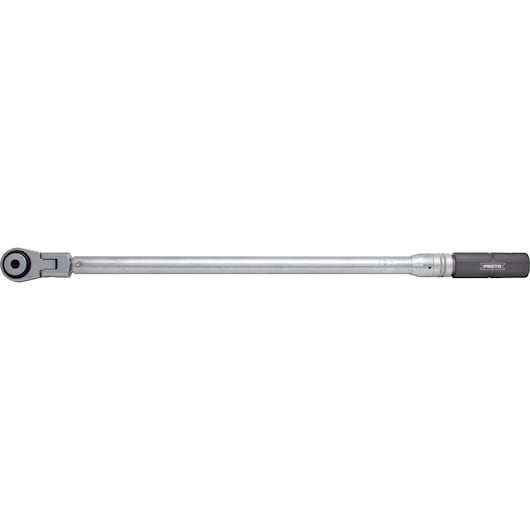 PROTO J6014FC torque wrench in silver with black handle, side angle on white background.