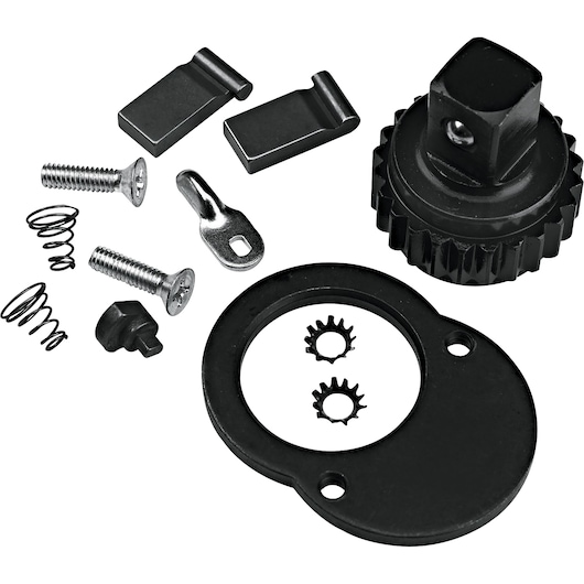 PROTO J6014RK ratchet repair kit parts, assorted metal components, top-down photo on white background.
