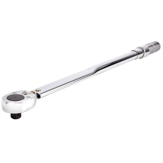 PROTO J6018CXCERT chrome torque wrench, side angle, on white background.