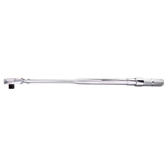 PROTO J6018CXCERT chrome torque wrench with knurled handle, side view, on white background.