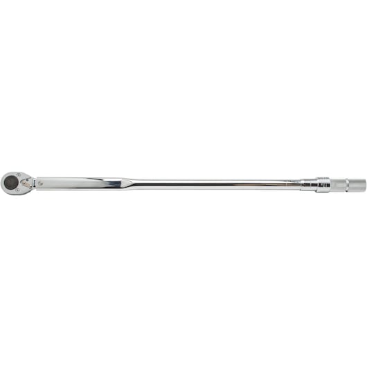 PROTO J6020AB chrome torque wrench side view on white background, long handle and ratchet head.