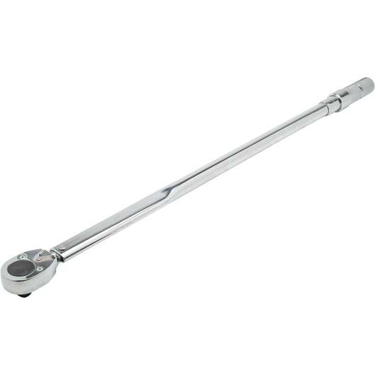 PROTO J6020AB chrome long handle ratchet tool, side angle on white background.