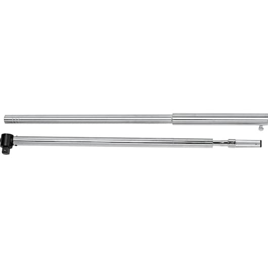 PROTO J6023 chrome telescoping torque wrench photography, side view on white background.