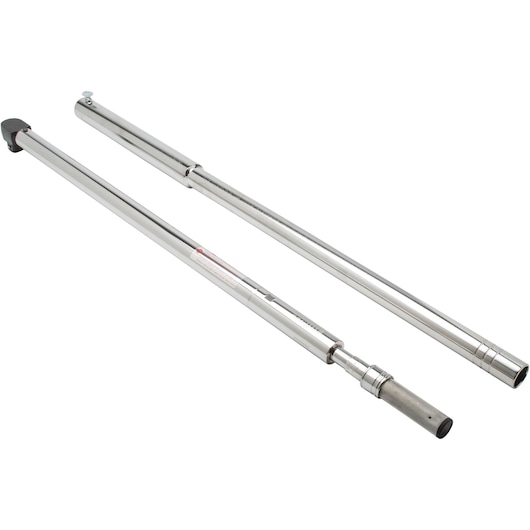 PROTO J6023 chrome torque wrench extension bars on white background, product photography.