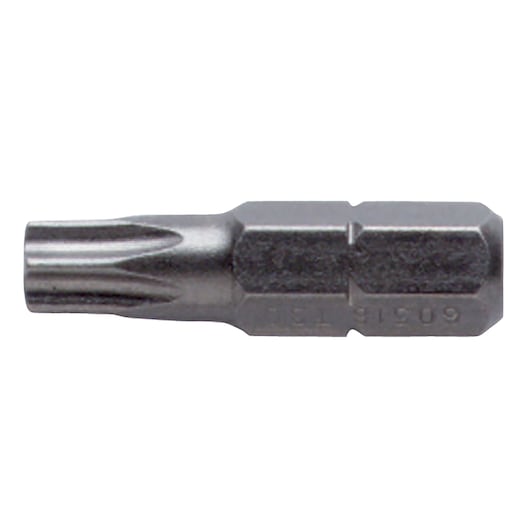 PROTO J60518 steel Torx bit, close-up side angle on white background, showing tip and hex base.