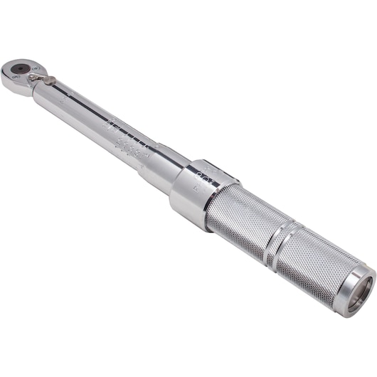 PROTO J6062C torque wrench, silver metal with textured grip, side angle on white background.