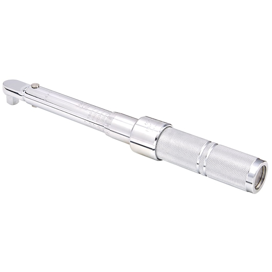 PROTO J6063C silver torque wrench, textured handle, side view, product photography on white background.
