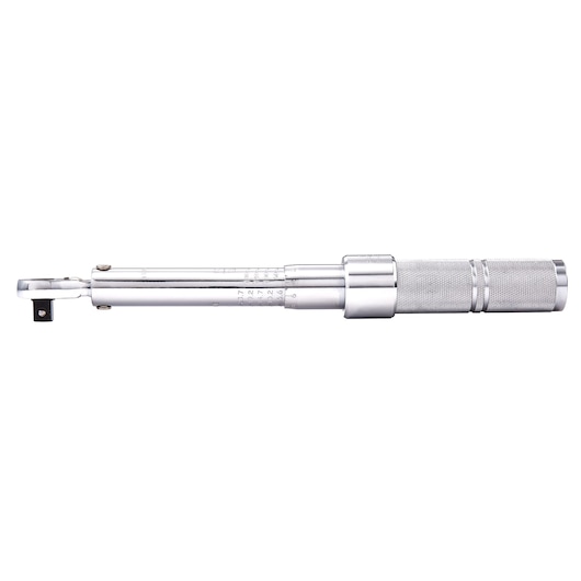 PROTO J6064CXCERT chrome torque wrench, knurled handle, side profile on white background.