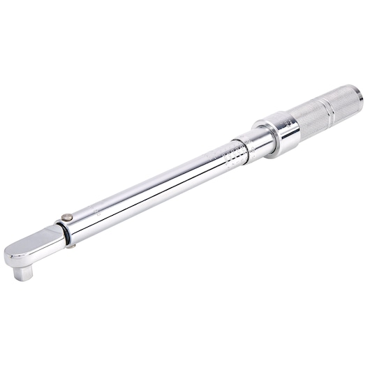 PROTO J6065C torque wrench with knurled handle, chrome finish, angled side view on white background.