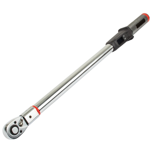 PROTO J6112BT torque wrench with long chrome handle, black and red accents, white background, angled view.