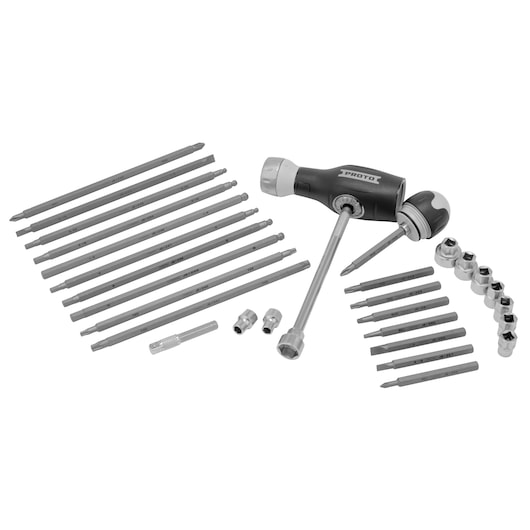 41pc Dual Ratcheting Screw and Nut Driver Set on white background