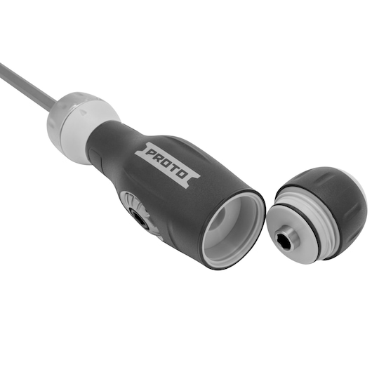 Close-up of screwdriver with stubby cap removed