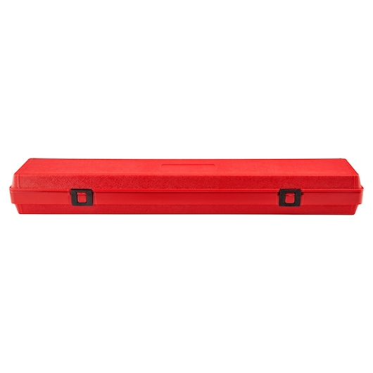 PROTO J6134F long red plastic tool case with two black latches, front angle on white background.