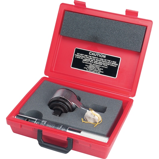 PROTO J6222 torque multiplier set in red carrying case, photography, opened showing tool and foam insert.