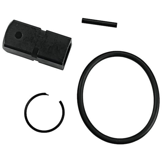 PROTO J6232RD repair kit with black connector, O-ring, pin, and retaining ring on white background, top view.