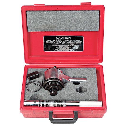 PROTO J6232 torque multiplier tool kit in red case, photographed from above on white background.