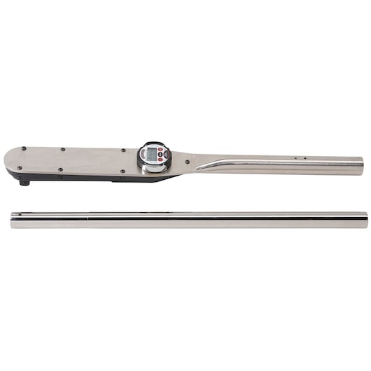 PROTO J6347 digital torque wrench with detachable handle, silver finish, top angle on white background.