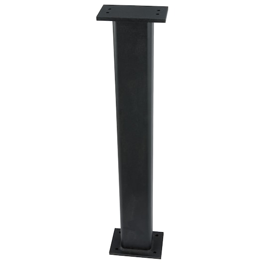 PROTO J6470S black metal mounting post with square base and top plate, photography, product shown on white background.