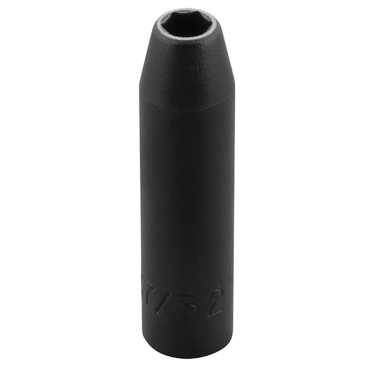 PROTO J6507H black hex impact socket, cylindrical shape, front angle on white background.