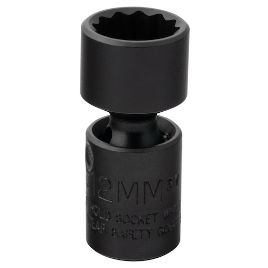 PROTO J66512MP black 12mm universal socket, front angle on white background.