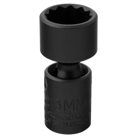 PROTO J66513MP black swivel socket, photography, front angle, metal, 13mm size.