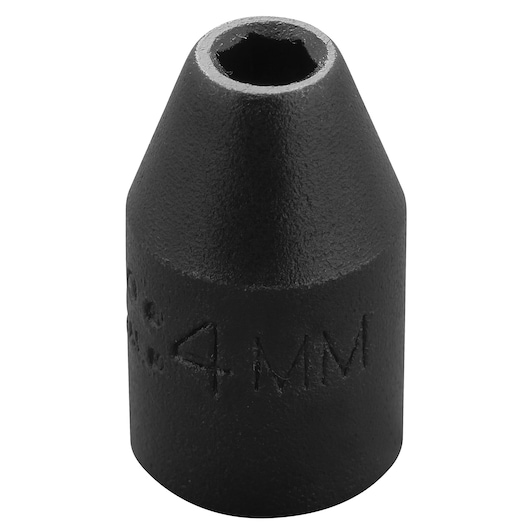 PROTO J6904M black hex bit socket, 4mm size, product photo on white background.