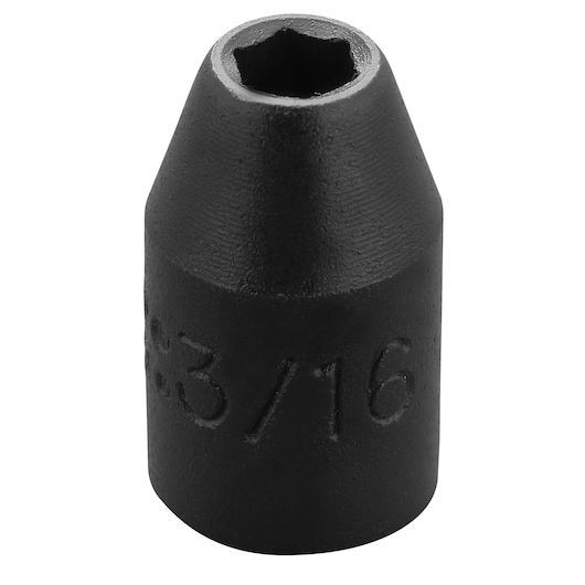 PROTO J6906H black hex socket, 3/16 inch, front angle, tool photography on white background.