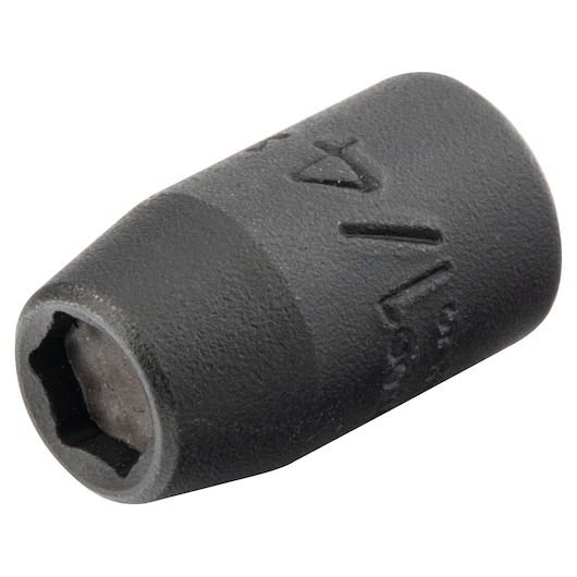 PROTO J6908HF black impact socket, hex opening, side angle on white background.