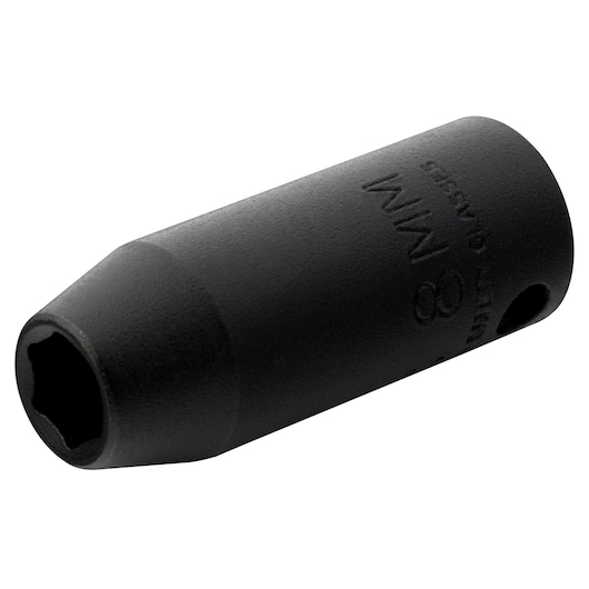 Photo of PROTO J7008MHT black impact socket tool, angled on white background.