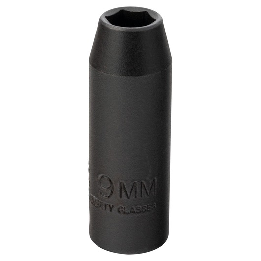 PROTO J7009MHT deep impact socket, black finish, 9mm size, front angle on white background.