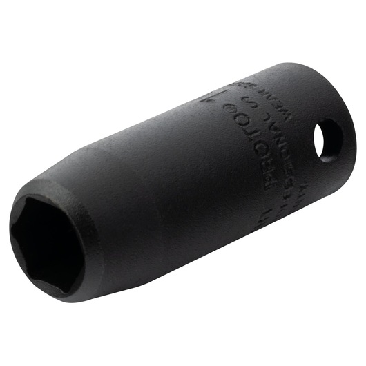 PROTO J7010MHT black impact socket, cylindrical, side angle on white background.