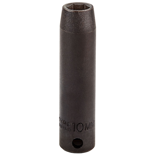 PROTO J7010M deep impact socket, matte black finish, 10mm size, front angle on white background.