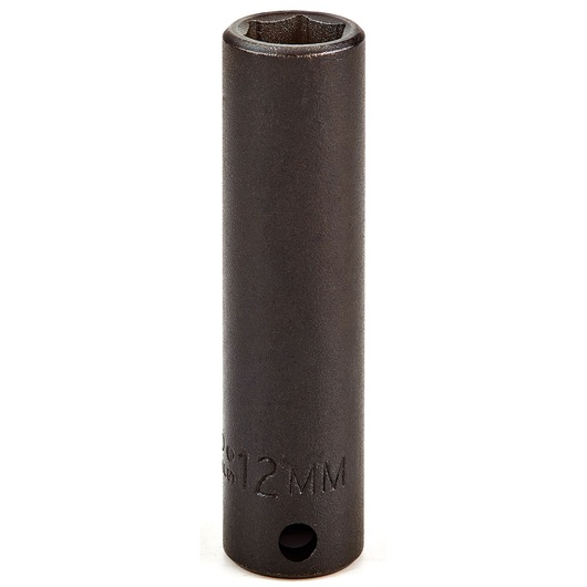 PROTO J7012M deep impact socket, 12mm, dark steel finish, upright front angle on white background