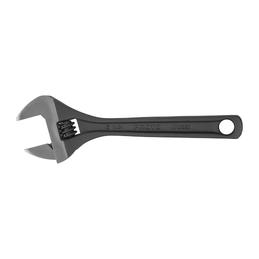 PROTO J706SB adjustable wrench, black metal, 6 inch, side view on white background.