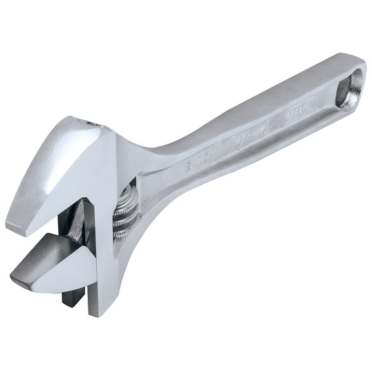 Photo of PROTO adjustable wrench J708A, silver metal, angled view, on white background.