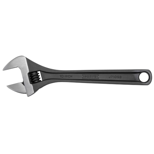 PROTO adjustable wrench J710SB, 10 inch, steel tool, left side view on white background.
