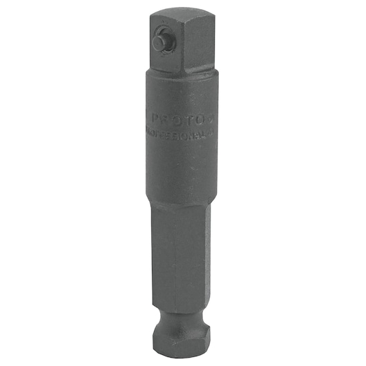 PROTO J7111 black impact socket adapter, photography, front angle on white background.