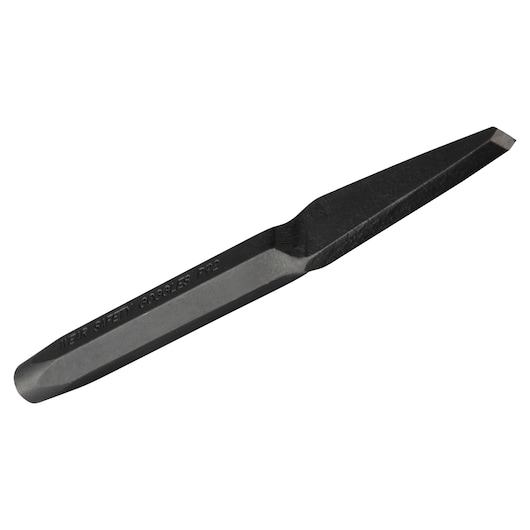 PROTO J721-4S2 black cold chisel with beveled edge, photography on white background, hand tool.