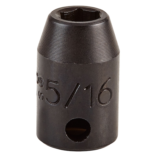 PROTO J7210PF black 5/16 inch impact socket, front angle on white background.