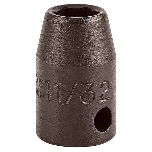 PROTO J7211H black impact socket, 11/32 inch, cylindrical shape, front view on white background.